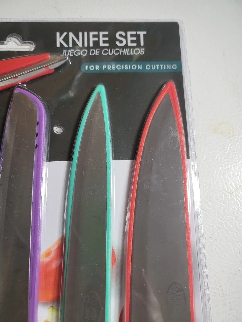 7-Piece Colorful Knife Set with Red Kitchen Shears